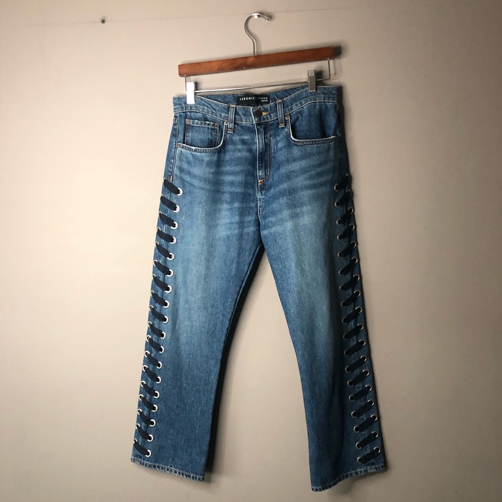 Veronica Beard Ines Lace Up Jeans 28 - Picture 3 of 10